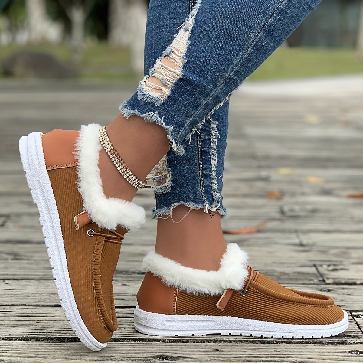 Winter Plush Lined Sneakers, Cozy & Warm Round Toe Flat Shoes, Winter Outdoor Walking Shoes